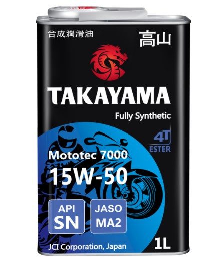 Масло моторное TAKAYAMA Mototec 7000 4T SAE 15W-50 API SN JASO MA-2 (1л) 1*12шт