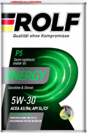 Масло мотор. ROLF Energy SAE 5W30 A3/B4 API SL/CF 4л+1л металл (1*3шт) Масло мотор. ROLF Energy SAE 5W30 A3/B4 API SL/CF 4л+1л металл (1*3шт)