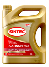 Масло мотор. SINTEC PLATINUM 7000 SAE 5W40 ACEA A3/B4 API SN/CF 4л (1*4шт) Масло мотор. SINTEC PLATINUM 7000 SAE 5W40 ACEA A3/B4 API SN/CF 4л (1*4шт)