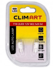 Лампа автомобильная светодиодная Clim Art T10 2LED 12V W2.1x9.5d (W5W)/к-т 2 шт. Лампа автомобильная светодиодная Clim Art T10 2LED 12V W2.1x9.5d (W5W)/к-т 2 шт.