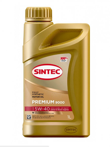 Масло мотор. SINTEC PREMIUM 9000 SAE 5W40 ACEA A3/B4 API SN/CF 1л (1*12шт)