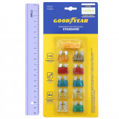 Набор флажковых пластиковых предохранителей Goodyear «стандарт» 10шт + экстрактор (5А;7.5А;10А;15А Набор флажковых пластиковых предохранителей Goodyear «стандарт» 10шт + экстрактор (5А;7.5А;10А;15А