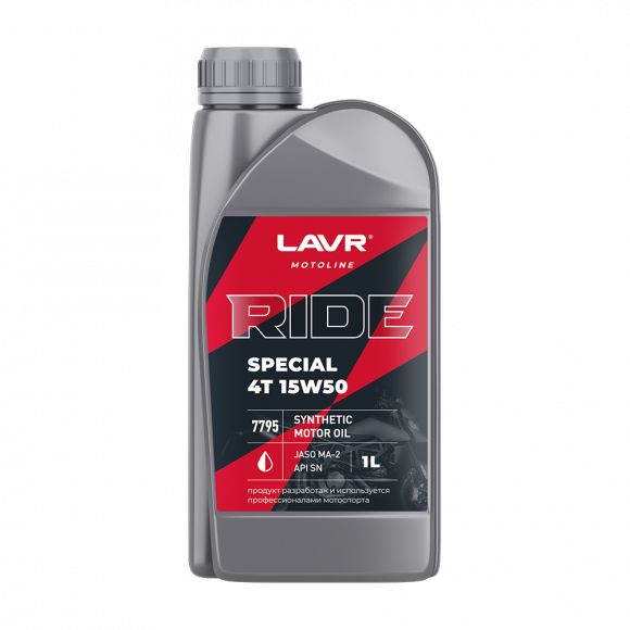 Ln7795 Масло мотор. 4Т 15W50 SN, RIDE SPECIAL LAVR MOTO 1 л 1*16шт