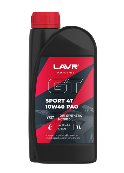 Ln7727 Масло мотор. 4T 10W40 SN GT SPORT, LAVR MOTO 1 л 1*16шт