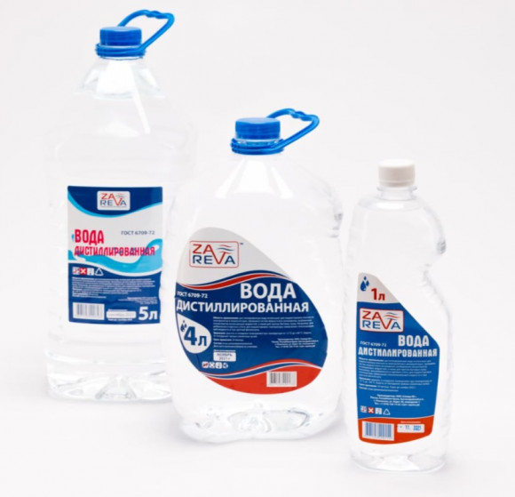 Вода дистиллированная "ZAREVA" 5л (1*2шт) (144шт.) Вода дистиллированная "ZAREVA" 5л (1*2шт) (144шт.)