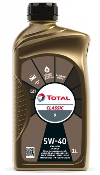Масло мотор.  5W40 TOTAL CLASSIC 9 API SN/CF ACEA A3/B4 пластик (1 л.) 1*12 шт.