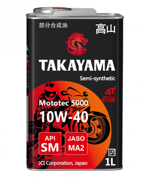 Масло моторное TAKAYAMA Mototec 5000 4T SAE 10W-40 API SM JASO MA-2 (1л) 1*12шт