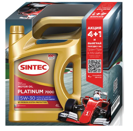 Акция 5л по цене 4л Масло мотор. SINTEC PLATINUM 7000 SAE 5W30 ACEA C3 API SP (5л) 1*4шт