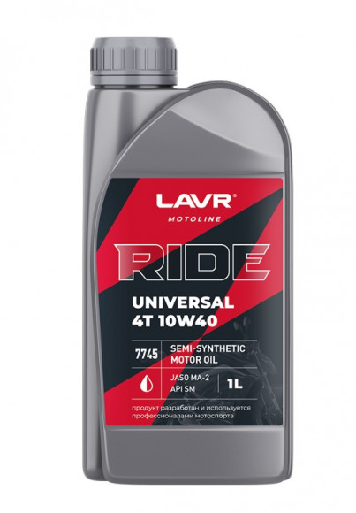 Ln7745 Масло мотор. 4T 10W40 SM LAVR MOTO RIDE UNIVERSAL, 1 л 1*16шт