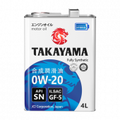 Акция Масло моторное TAKAYAMA SAE 0W20 ILSAC GF-5 API SN 4л+1л (ЖБ) Промокороб